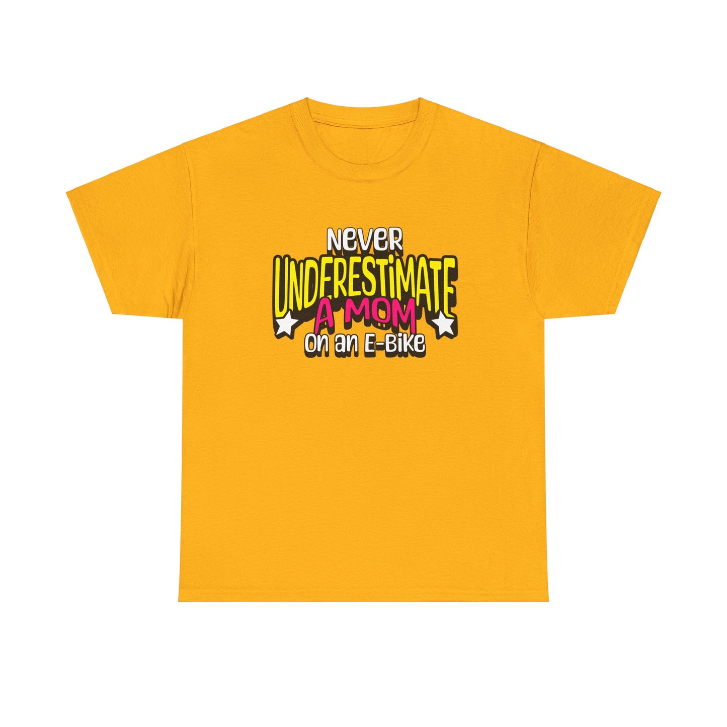 Never Underestimate A Mom On an E-Bike Unisex Heavy Cotton Tee