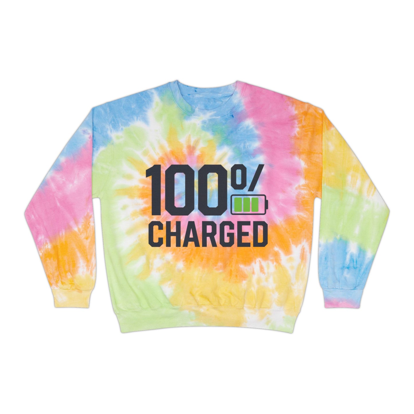 100 Percent Charged Unisex Tie-Dye Sweatshirt For E-Bike Riders
