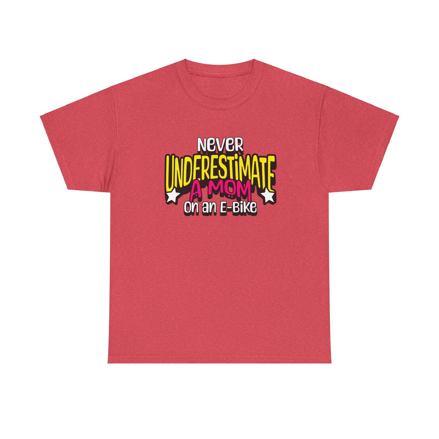 Never Underestimate A Mom On an E-Bike Unisex Heavy Cotton Tee