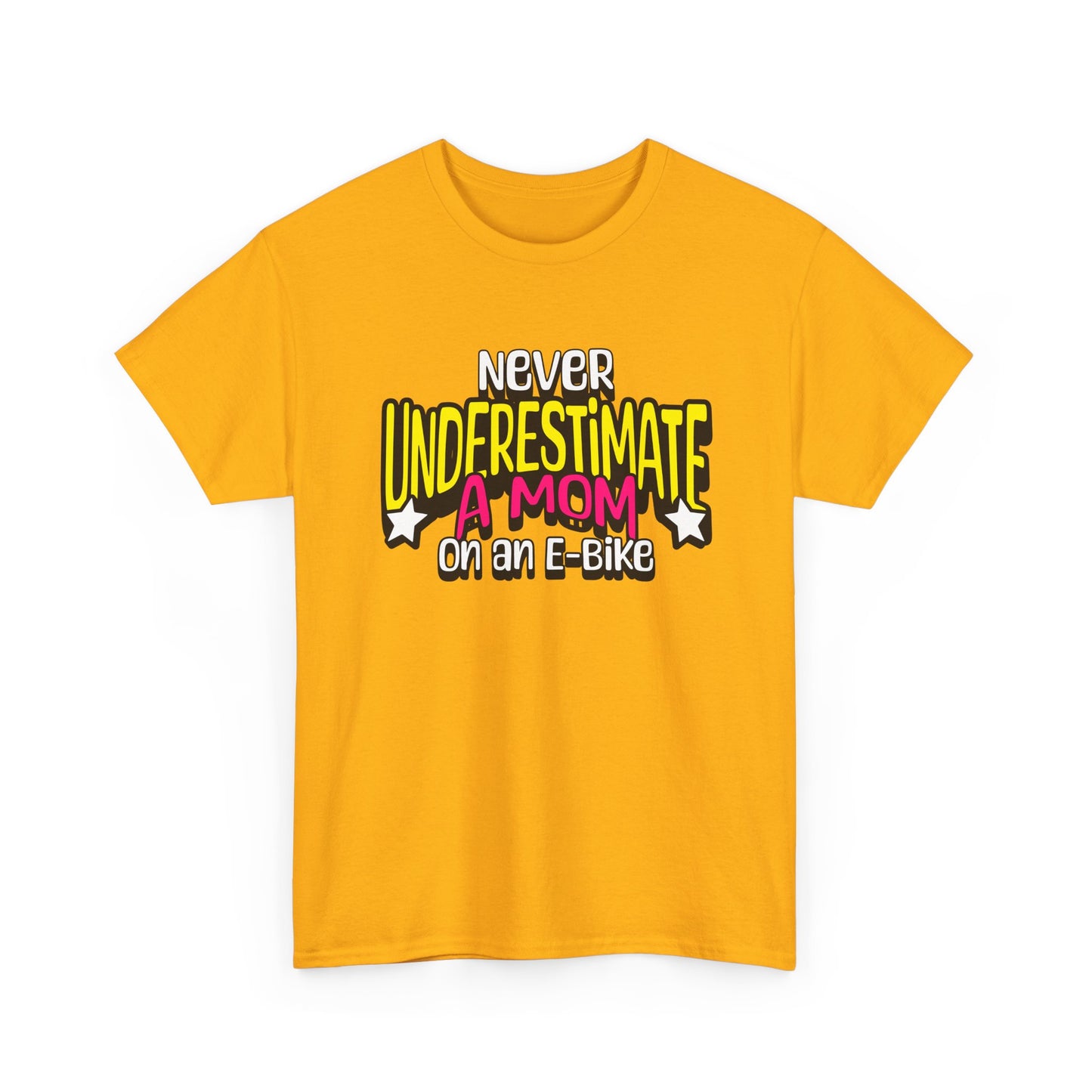 Never Underestimate A Mom On an E-Bike Unisex Heavy Cotton Tee