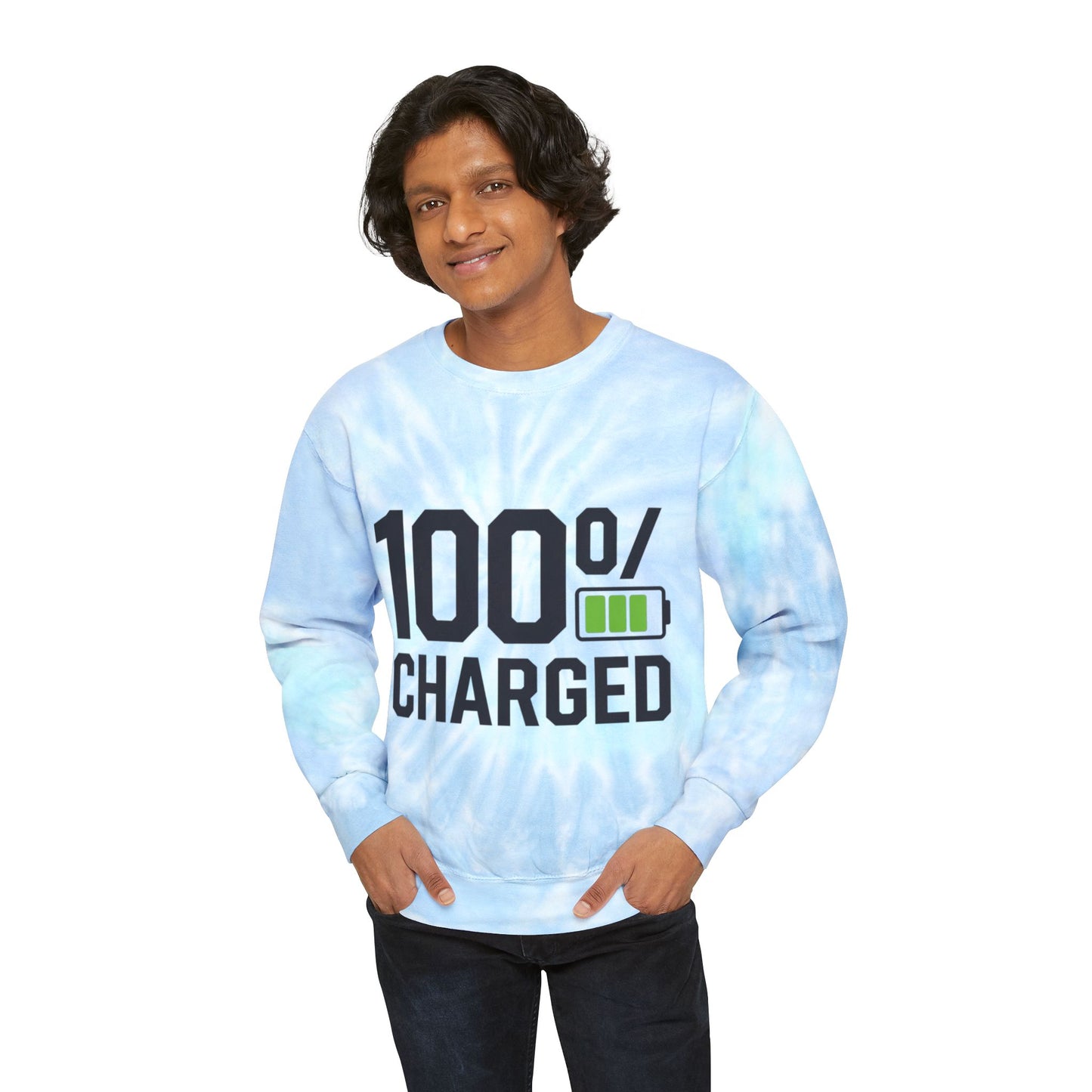 100 Percent Charged Unisex Tie-Dye Sweatshirt For E-Bike Riders