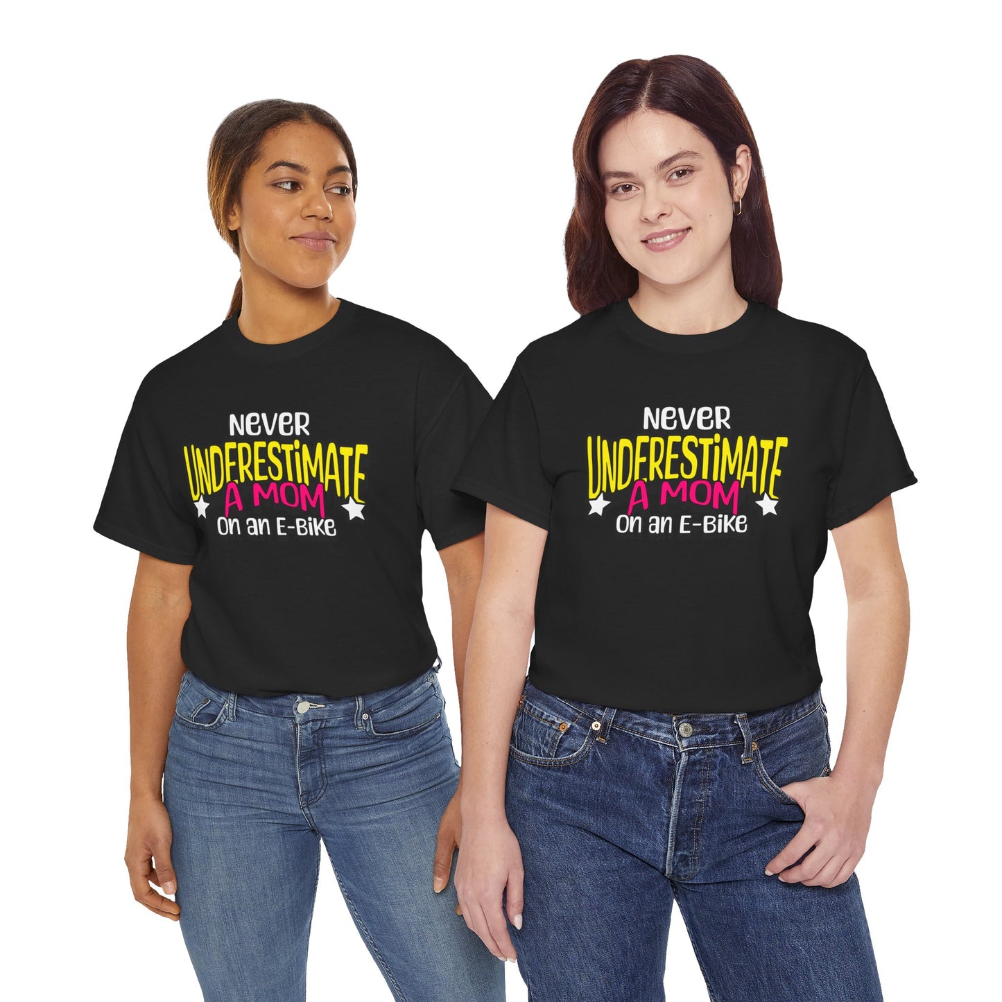 Never Underestimate A Mom On an E-Bike Unisex Heavy Cotton Tee