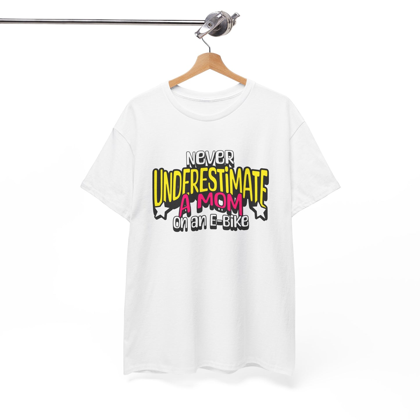 Never Underestimate A Mom On an E-Bike Unisex Heavy Cotton Tee