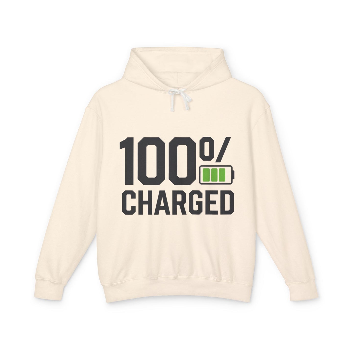 100 Percent Charged Unisex Lightweight Hooded Sweatshirt