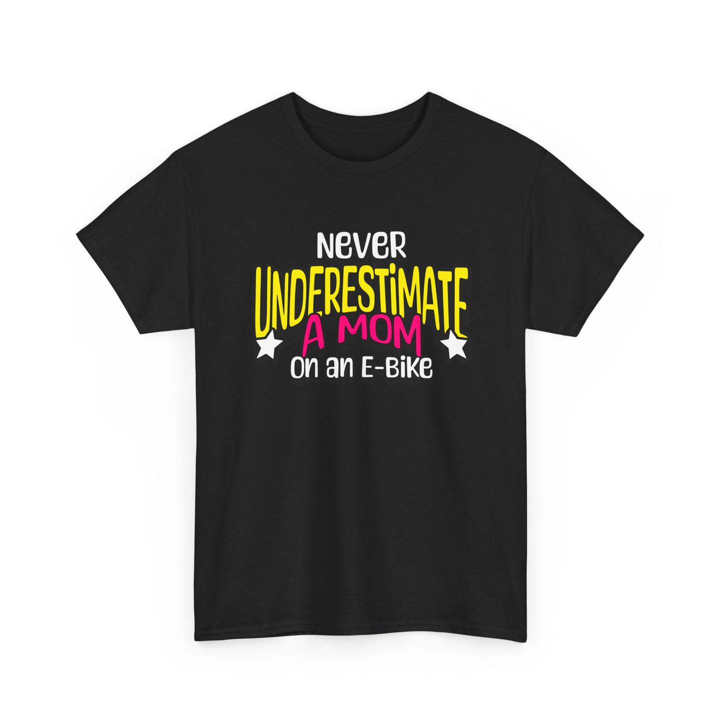 Never Underestimate A Mom On an E-Bike Unisex Heavy Cotton Tee