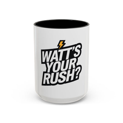 Coffee Mug - 'Watt's Your Rush' for E-Bike Riders and Gifts