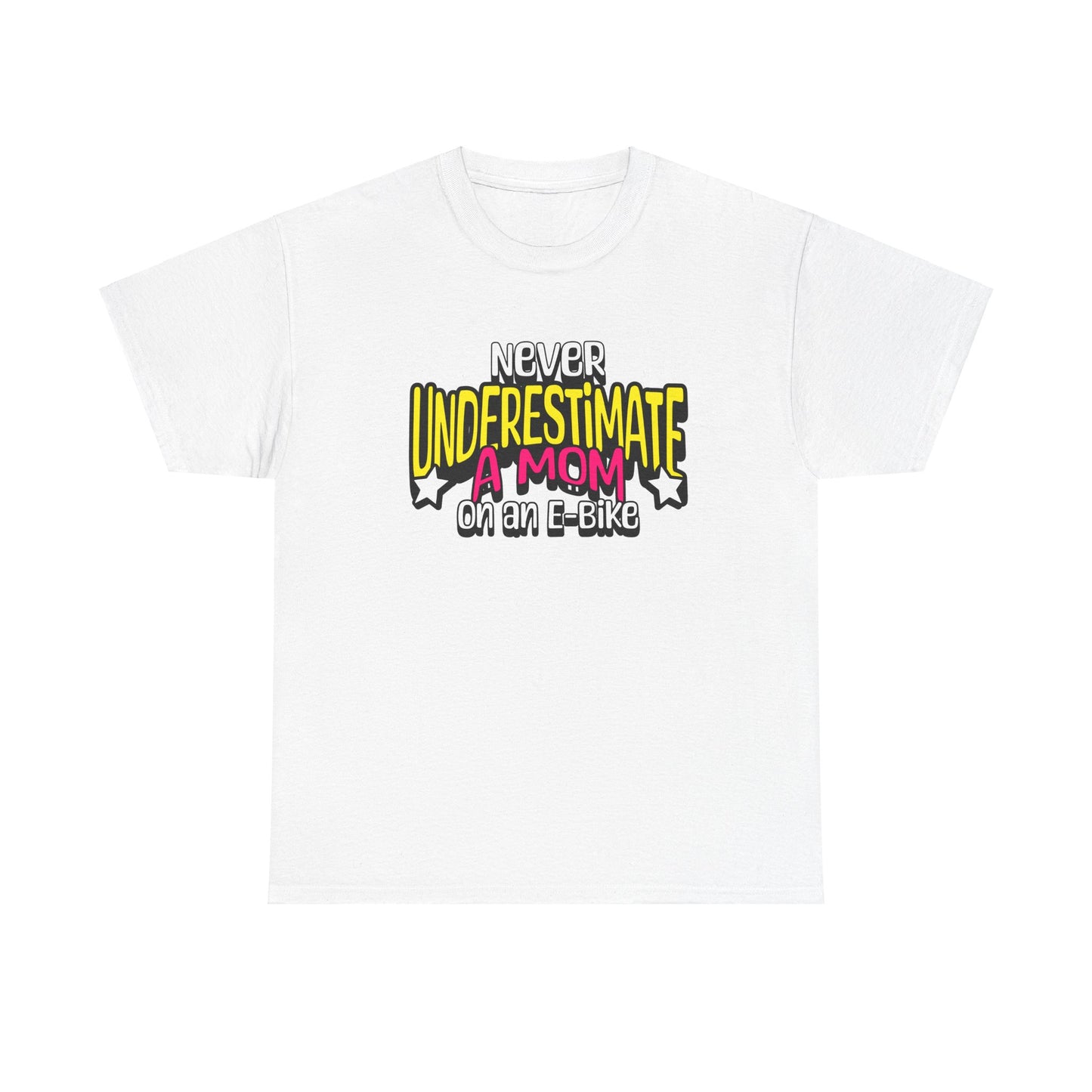 Never Underestimate A Mom On an E-Bike Unisex Heavy Cotton Tee