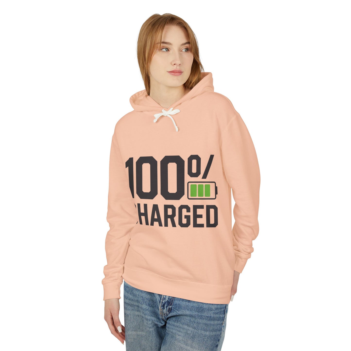 100 Percent Charged Unisex Lightweight Hooded Sweatshirt