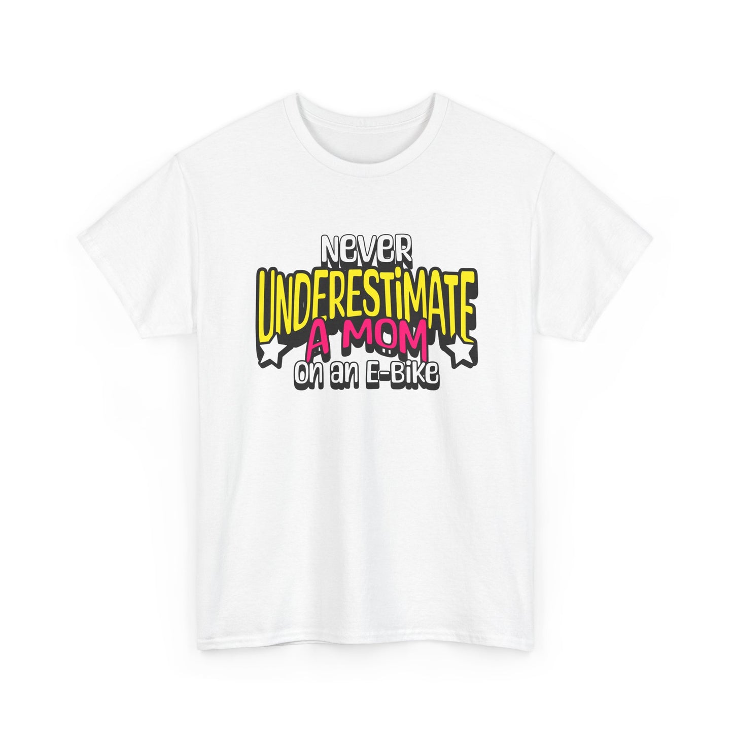 Never Underestimate A Mom On an E-Bike Unisex Heavy Cotton Tee