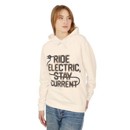 Ride Electric, Stay Current -  Unisex Lightweight Hooded Sweatshirt