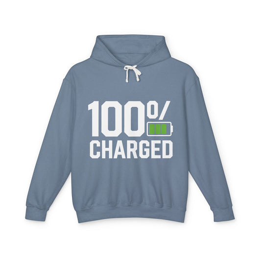 100 Percent Charged Unisex Lightweight Hooded Sweatshirt