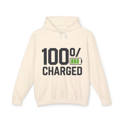100 Percent Charged Unisex Lightweight Hooded Sweatshirt