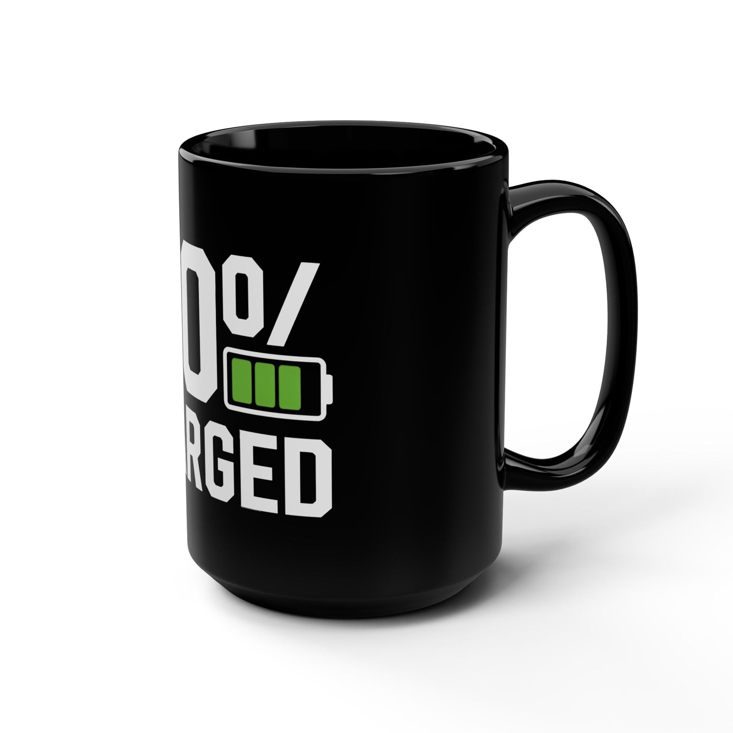 100 Percent Charged - Electric Biking Black Mug, 15oz