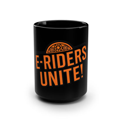 E-Riders Unite - Electric Biking Black Mug, 15oz