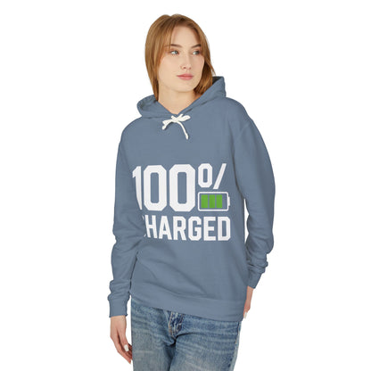 100 Percent Charged Unisex Lightweight Hooded Sweatshirt