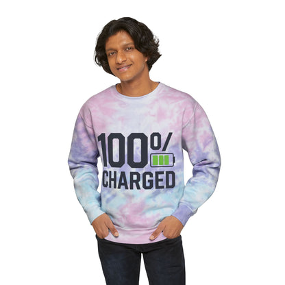100 Percent Charged Unisex Tie-Dye Sweatshirt For E-Bike Riders