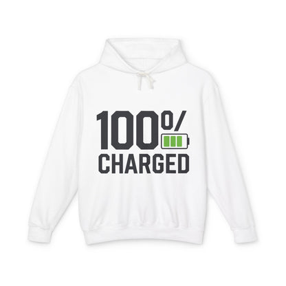 100 Percent Charged Unisex Lightweight Hooded Sweatshirt