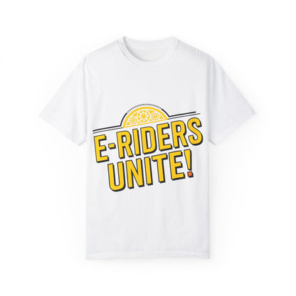 E-Riders Unite White - Unisex Garment-Dyed T-shirt for E-Bike Riders